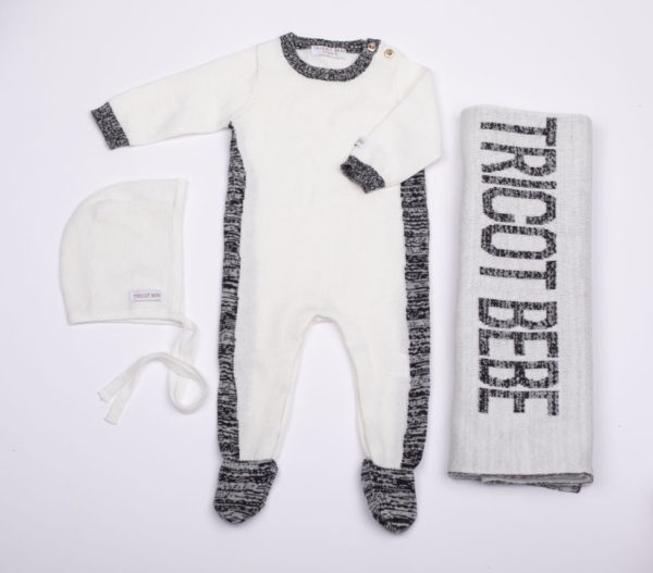 TWEED KNIT FOOTIE W/ HAT - Image 5