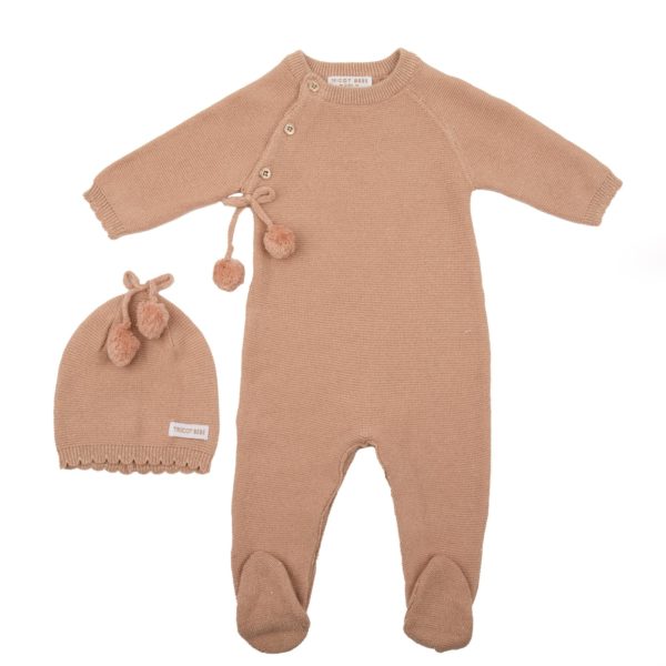 METALLIC KIMONO KNIT FOOTIE W/ HAT